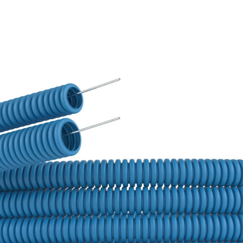 Труба гибкая гофрированная ППЛ 16мм с протяжкой лёгкая (100м) синий | 11916 | DKC