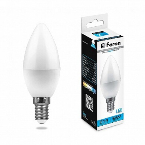 Лампа светодиодная LB-570 (9W) 230V E14 6400K свеча | 25800 | FERON
