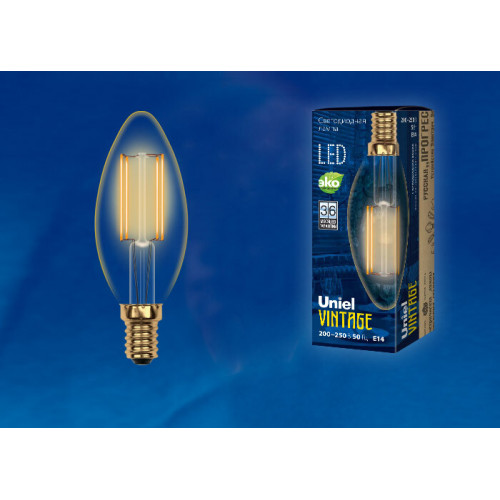 Лампа светодиодная LED-A60-6W/GOLDEN/E27 GLV21GO LED Vintage. «груша», золотистая колба | UL-00002355 | Uniel