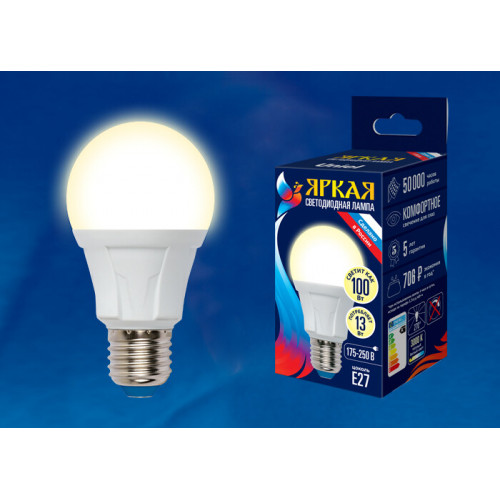 Лампа светодиодная LED-A60 13W/3000K/E27/FR PLP01WH LED. 