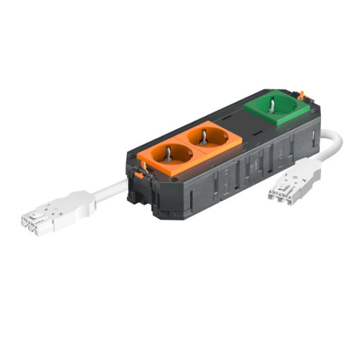 Рамка 4-модульная с розетками 2 оранжевые, 1 зеленая, 1 заглушка, 2К+З, штекер WINSTA MIDI | 7404623 | OBO Bettermann