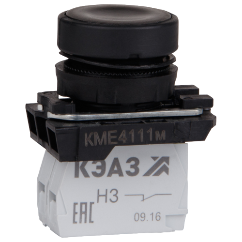 Кнопка нажимная  КМЕ4122м-черный-2но+2нз-цилиндр-IP40 | 274329 | КЭАЗ
