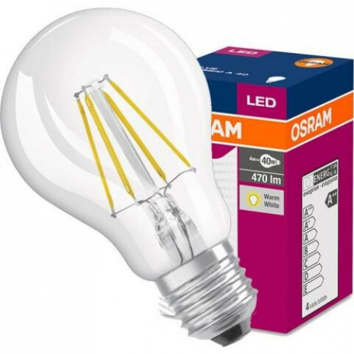 Лампа светодиодная VALUE CLA40 4W/827 230V FIL E2710X1 | 4058075439856 | OSRAM