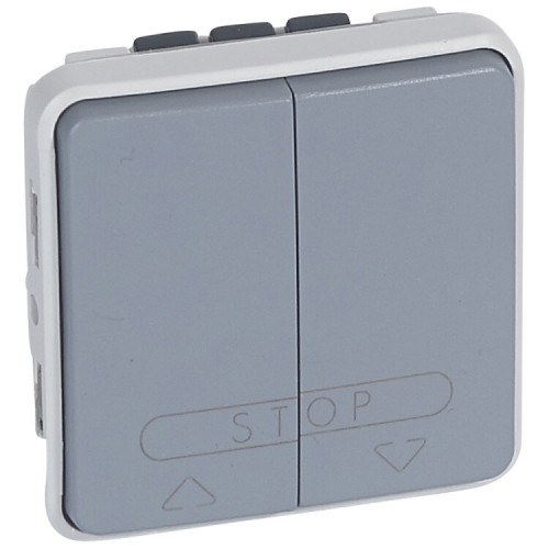 Plexo Серый Двухклавишный кнопочный выключатель для систем с электронным блоком управления 10А IP55 | 069539 | Legrand