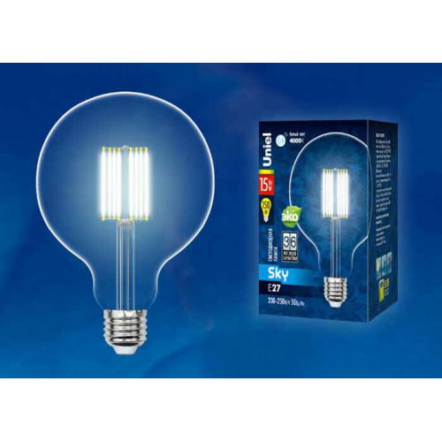 Лампа светодиодная LED-G125-15W/4000K/E27/CL PLS02WH LED. 