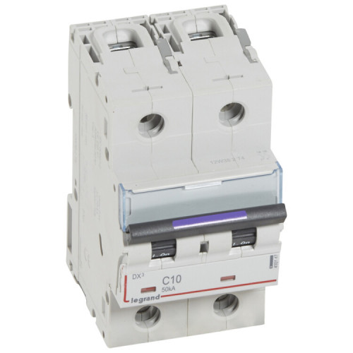 Выключатель автоматический двухполюсный DX3 10А C 50кА (3 мод) | 410147 | Legrand