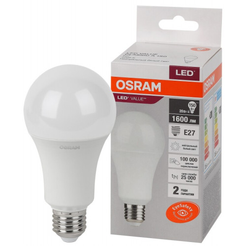 Лампа светодиодная LED Value CL- A 20W/840 230V E27 10X1 | 4058075579323 | OSRAM