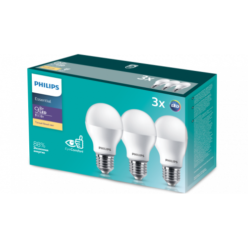 Лампа светодиодная Промопак ESS LEDBulb 11W E27 4000K 3шт. | 929002299747 | Philips