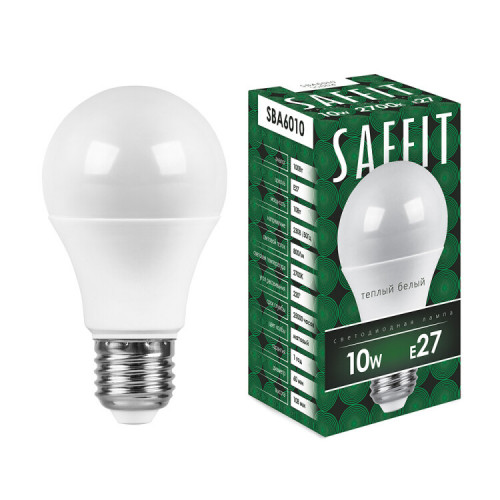Лампа светодиодная SBA6010 10W 2700K 230V E27 A60 | 55004 | SAFFIT