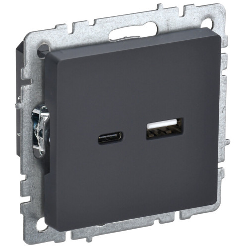 BRITE Розетка USB A+C 18Вт РЮ11-1-БрГ графит | BR-U22-018-K53 | IEK