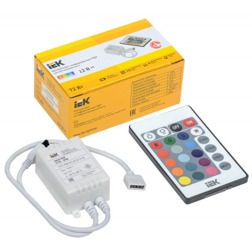 Контроллер с ПДУ ИК RGB 3 канала 12В 2А 72Вт | LSC1-RGB-072-IR-20-12-W | IEK