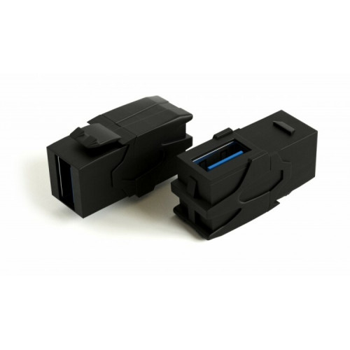 KJ1-USB-VA3-BK Вставка формата Keystone Jack с проходным адаптером USB 3.0 (Type A), 90 градусов, ROHS, черная | 251219 | Hyperline