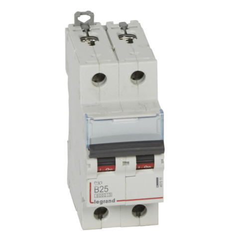 Выключатель автоматический двухполюсный DX3 6000 25А B 10кА | 407511 | Legrand