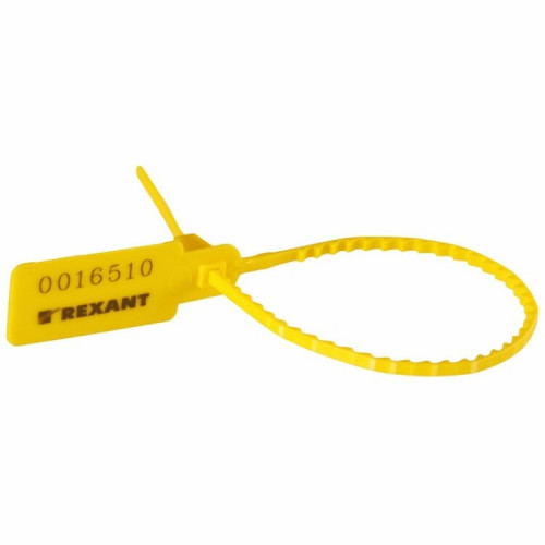 Пломба пластиковая номерная 255 мм желтая | 07-6122 | REXANT