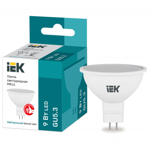 Лампа светодиодная LED MR16 софит 9Вт 230В 4000К GU5.3 | LLE-MR16-9-230-40-GU5 | IEK