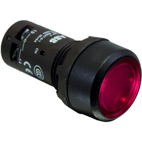 Кнопка с подсветкой CP1-12R-10 красная 110-130В AC/DC с плоской клавишей без фиксации 1НО | 1SFA619100R1211 | ABB