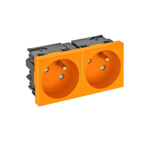 Розетка двойная 33° Modul45connect, франц. стандарт, 250 В, 16A (оранжевый) (STD-F3C ROR2) | 6120674 | OBO Bettermann