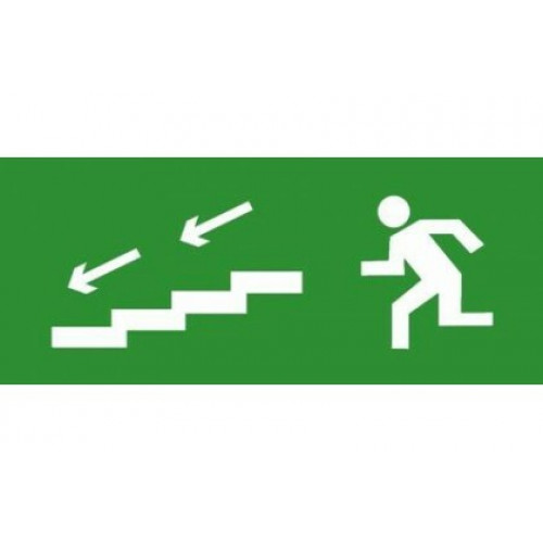 Эвакуационный знак ЭП13 По лестнице вниз налево 140x280 мм | ЭП13 140280 | TechnoLux