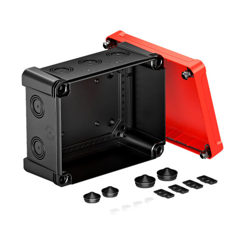 Распределительная коробка X16, IP 67, 241x191x126 мм, черная с красной крышкой | 2005160 | OBO Bettermann