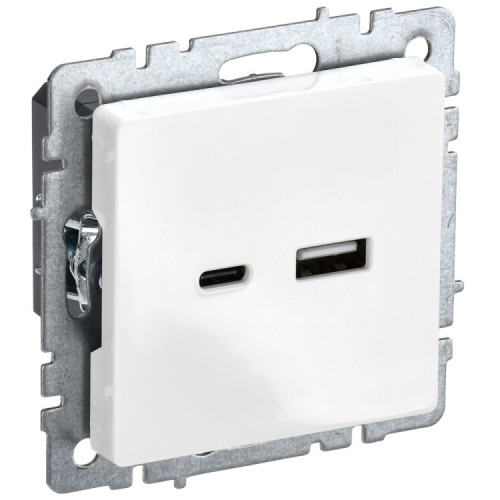 BRITE Розетка USB A+C 18Вт РЮ11-1-БрБ белый | BR-U22-018-K01 | IEK