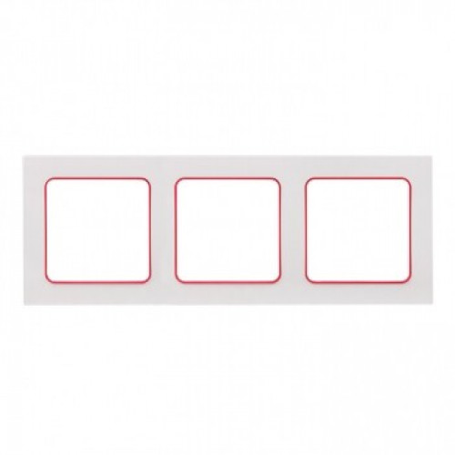 Стокгольм Рамка 3-местная белая с линией цвета красный PROxima | EAM-G-304-10 | EKF