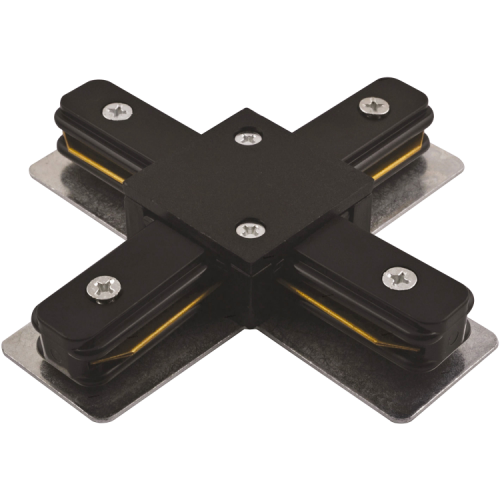 Коннектор для накладного шинопровода PTR CX-BL чёрный X -образный | 5010871 | Jazzway