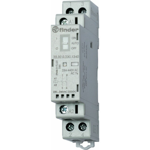 Модульный контактор; 2NC 25А; контакты AgSnO2; катушка 24В АС/DC; ширина 17.5мм; степень защиты IP20 | 223200244440PAS | Finder