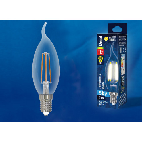 Лампа светодиодная LED-CW35-11W/3000K/E14/CL PLS02WH LED. 