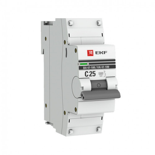 Автоматический выключатель 1P 25А (C) 10kA ВА 47-100M без теплового расцепителя PROxima| mcb47100m-1-25C-pro | EKF