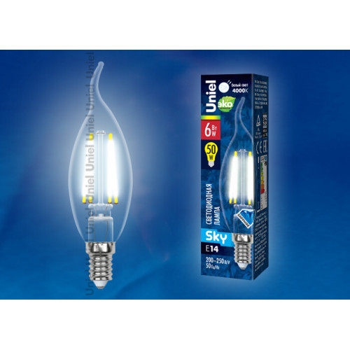 Лампа светодиодная LED-CW35-6W/NW/E14/CL PLS02WH LED. 