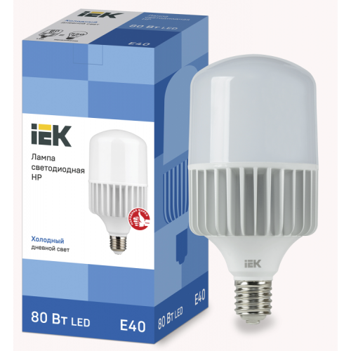 Лампа светодиодная промышленная HP 80Вт 230В 6500К E40 | LLE-HP-80-230-65-E40 | IEK