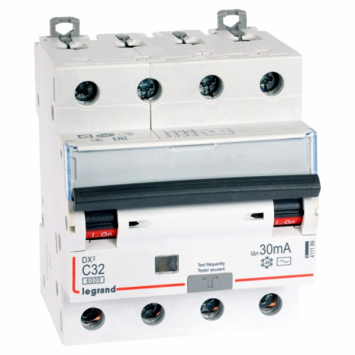 Выключатель автоматический дифференциальный DX3 4п 32А C 30мА тип AC | 411189 | Legrand