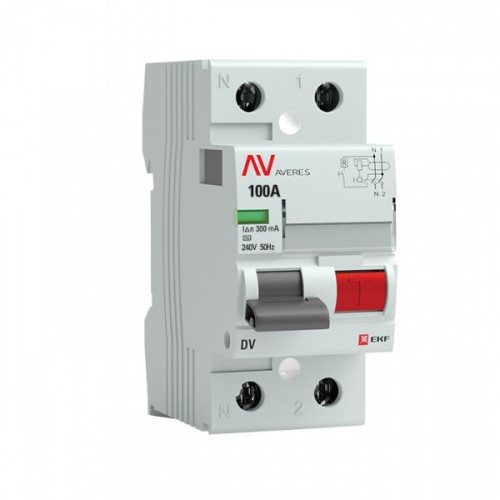 Выключатель дифференциальный (УЗО) DV 2п 100А 300мА тип AC AVERES | rccb-2-100-300-ac-av | EKF