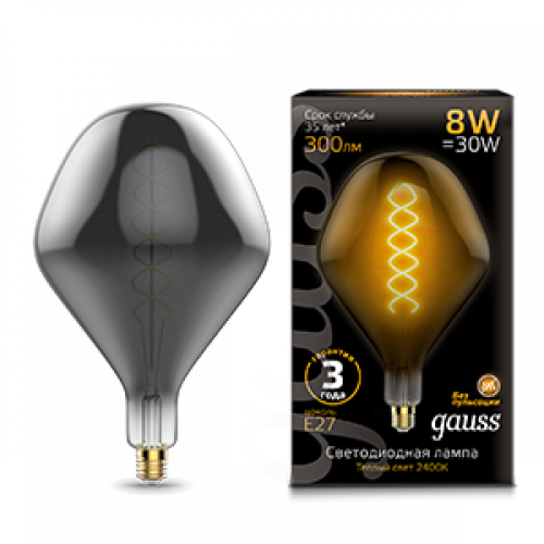 Лампа светодиодная LED Vintage Filament Flexible SD160 8W E27 160*270mm Gray 2400K 1/6 | 163802008 | Gauss