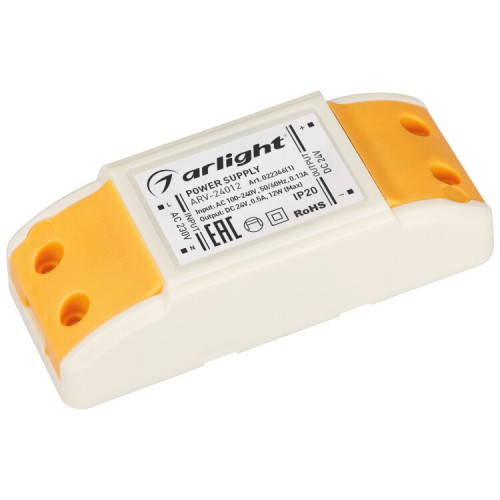 Блок питания ARV-24012 (24V, 0.5A, 12W) (Arlight, IP20 Пластик, 2 года) | 022366(1) | Arlight