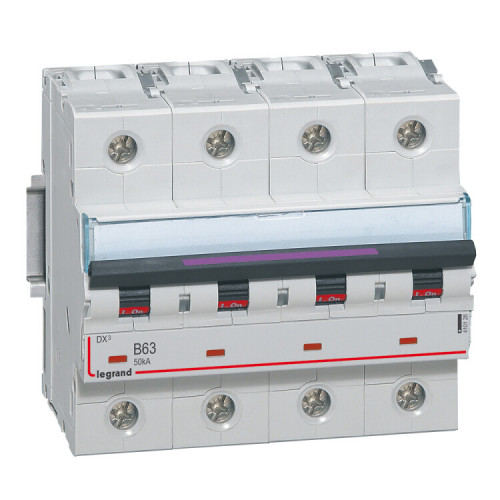 Выключатель автоматический четырехполюсный DX3 63А B 50кА (6 мод) | 410128 | Legrand