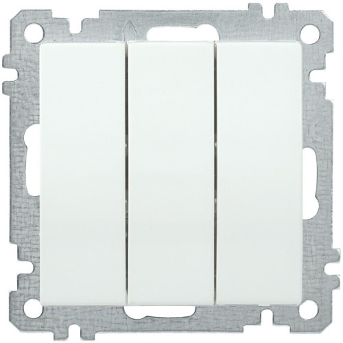BOLERO белый Выключатель 3-клавишный 10А ВС10-3-0-Б | EVB30-K01-10-1 | IEK