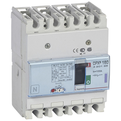 Автоматический выключатель DPX3 160 - термомагнитный расцепитель - 50 кА - 400 В~ - 4П - 100 А | 420135 | Legrand