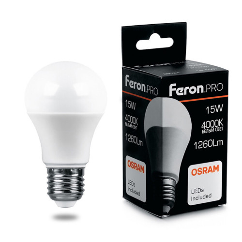 Лампа светодиодная .PRO LB-1015 Шар E27 15W 4000K OSRAM LED | 38036 | Feron