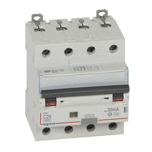 Выключатель автоматический дифференциального тока DX3 6000 4п 25А С 30мА тип A | 411236 | Legrand