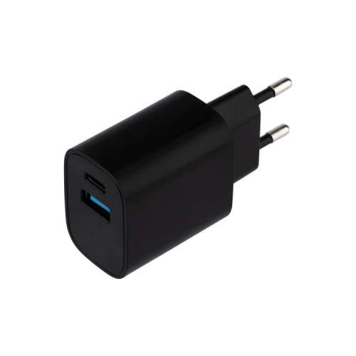 Сетевое зарядное устройство USB + Type-C, 5V, 2.4 A, черное | 16-0297 | Rexant
