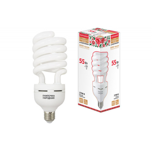 Лампа энергосберегающая КЛЛ 55Вт Е27 827 cпираль НЛ-HS | SQ0347-0037 | TDM