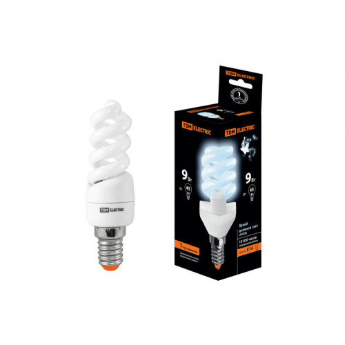 Лампа энергосберегающая КЛЛ 9Вт E14 840 cпираль FSТ2 32х99мм | SQ0323-0056 | TDM