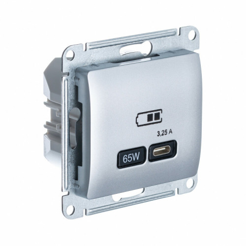 GLOSSA АЛЮМИНИЙ USB РОЗЕТКА тип-C 65W высокоскор.заряд. QC PD | GSL000327 | SE