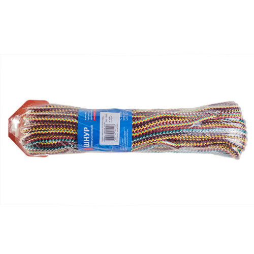 Шнур вязаный ПП 8 мм с серд., универс., цветной, 20 м | 139950 | Tech-KREP
