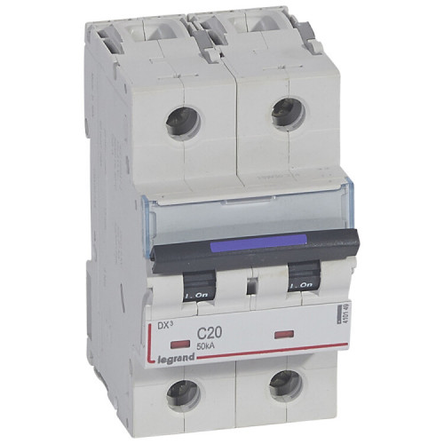 Выключатель автоматический двухполюсный DX3 20А C 50кА (3 мод) | 410149 | Legrand