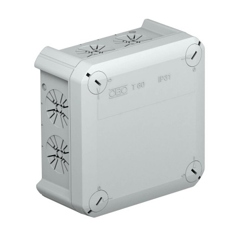 Коробка распределительная T60, 114x114x57 мм, вводы для разгрузки натяжения (T 60 ZE IP30) | 2007803 | OBO Bettermann