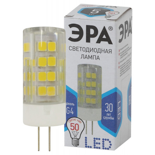 Лампа светодиодная LED 5Вт G4 220В 4000К smd JC капсульная | Б0027858 | ЭРА