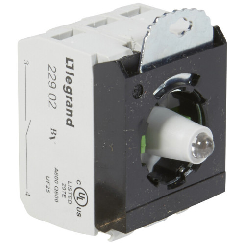 Комплектующий блок для кнопок - Osmoz - для комплектации - с подсветкой - под винт - 24В~/= - 2НО - красный - 3 поста | 023007 | Legrand