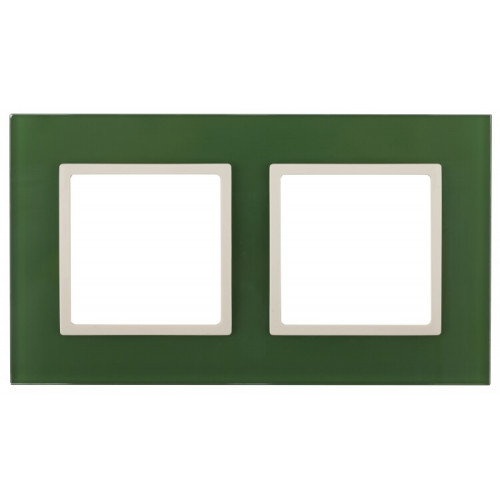 14-5102-27 Электроустановка ЭРА Рамка на 2 поста, стекло, Эра Elegance, зелёный+сл.кость | Б0034499 | ЭРА